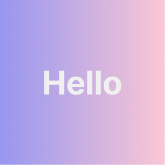 An example of white text on a purple and pink gradient background, at times it does not meet required contrast between background and foreground. The text reads 'Hello'.